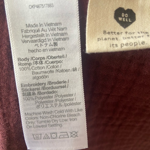 🔖 MADEWELL Embroidered Peplum Open Back Mulberry Top Flower Daisy - Picture 12 of 14